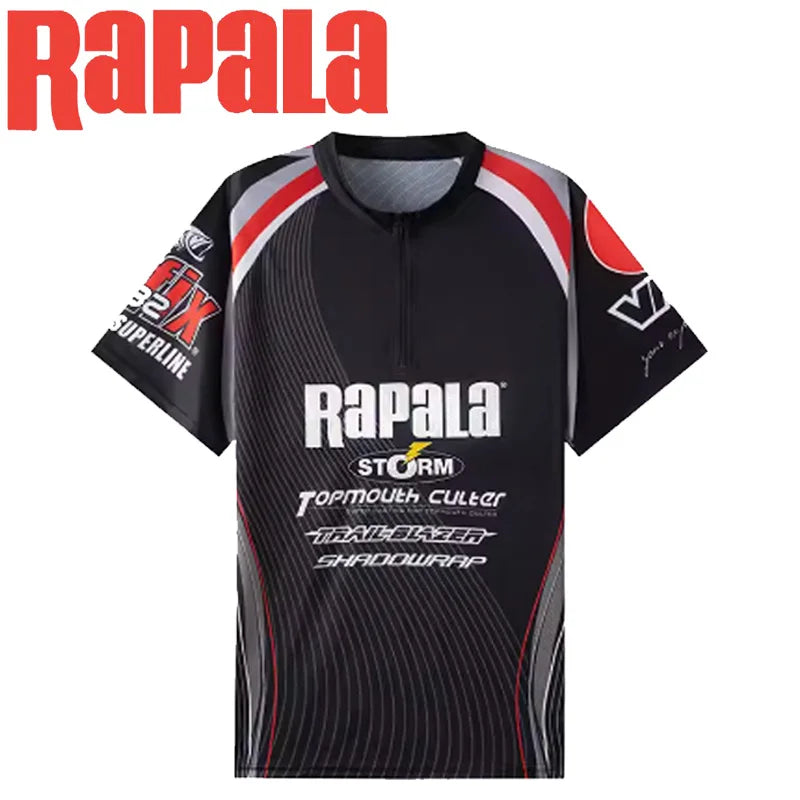 New Rapala Fishing Suit Short Sleeve T-Shirt Sleeve Protector Red Black Suit Racing Suit
