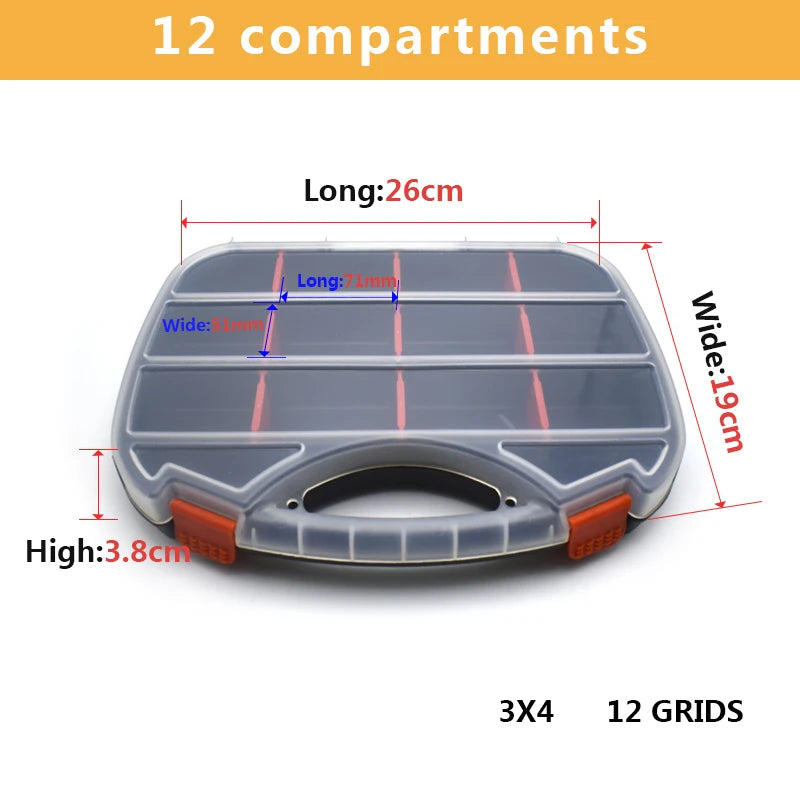 Fishing Tackle Bait Boxes Plastic Storage Organizer with Removable Dividers Container Utility Fishing Lures Trays Tool Screw Box