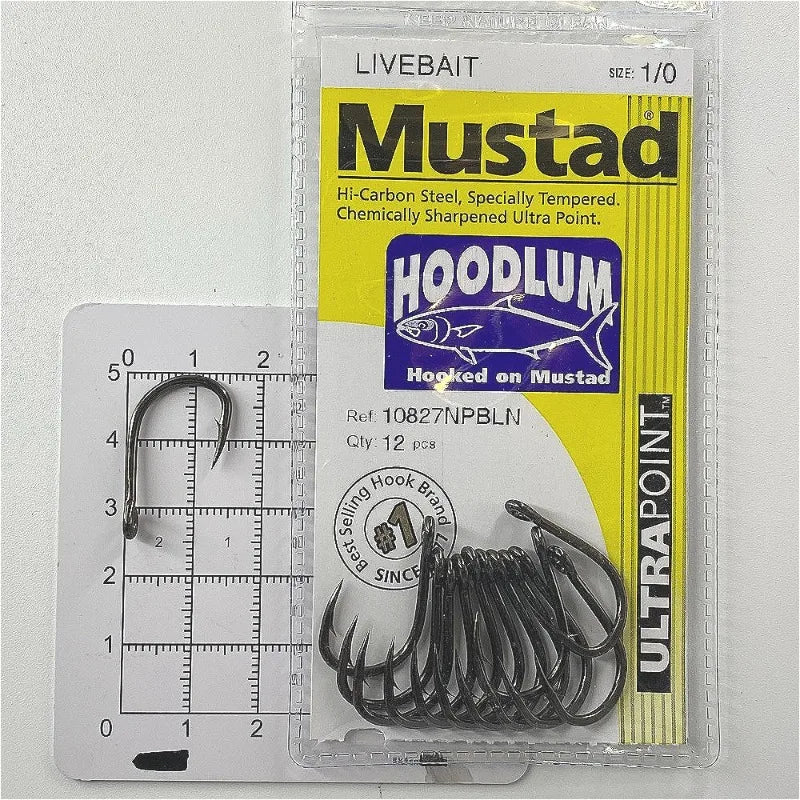 Mustad 10827NP Hoodlum 4X Strong Live Bait Fishing Hooks