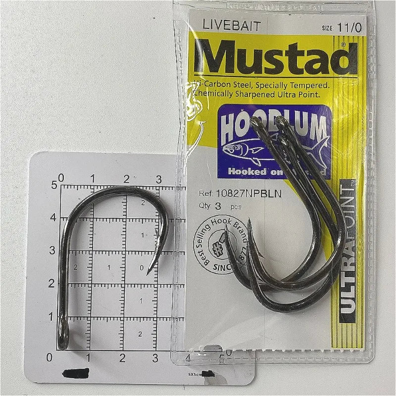 Mustad 10827NP Hoodlum 4X Strong Live Bait Fishing Hooks