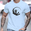 Fishing Fisherman Silhouette Shirt Men Outdoor Nature Aesthetic Cotton Casual Tee